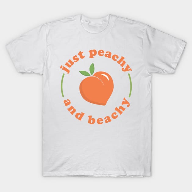 Just peachy and Beachy, funny summer shirt, Summer carnival apparel, Vegetarian shirt, Vegan t-shirt, Beach vibes T-Shirt by DeepikaSingh